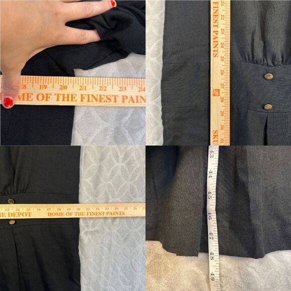 Vtg 60s Avon Drop Waist Day Dress Large Black White Puff Sleeve Modest Victorian - Picture 12 of 13